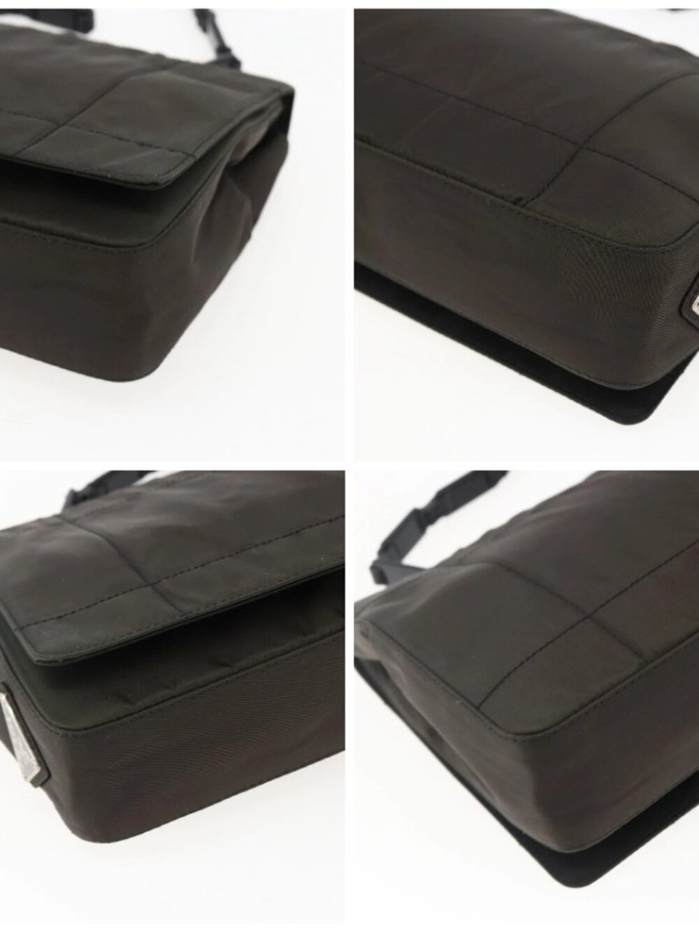 PRADA Shoulder Bag Nylon Leather Khaki Auth 173639 - Picture 10 of 12